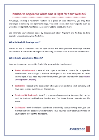 What are the Difference Between NodeJS and AngularJS?