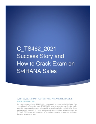 C_TS462_2021 Success Story and How to Crack Exam on S/4HANA Sales