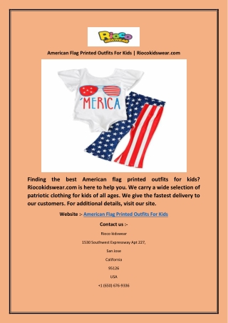 American Flag Printed Outfits For Kids | Riocokidswear.com