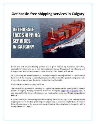 Get hassle-free shipping services in Calgary