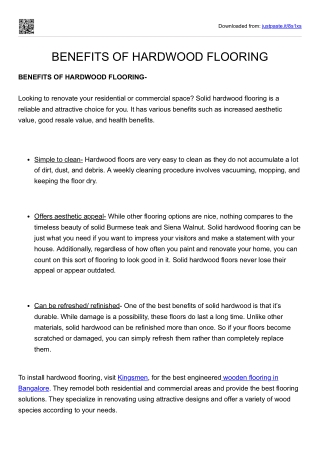 Benefits of Hardwood Flooring