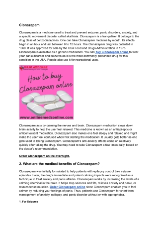 How to buy Clonazepam online