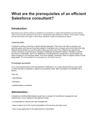 What are the prerequisites of an efficient Salesforce consultant