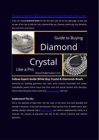 Guide to Buying Diamond and Crystal Beads Like a Pro - Jindal Gems