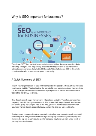 Why is SEO important for business_