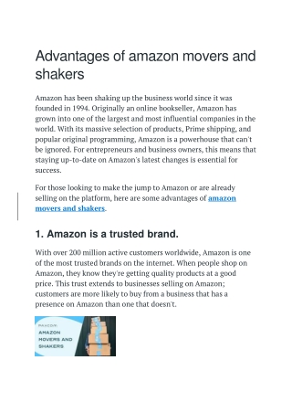 Advantages of amazon movers and shakers