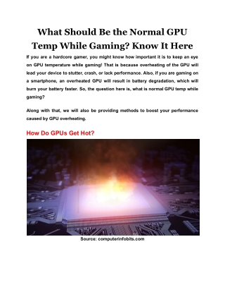 What Should Be the Normal GPU Temp While Gaming Know It Here