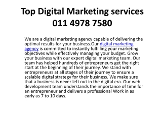 Top Digital Marketing services 011 4978 7580