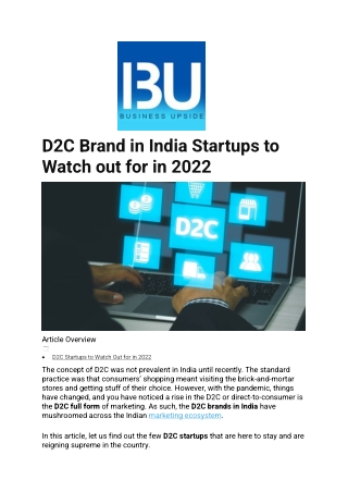 D2C Brand in India Startups to Watch out for in 2022