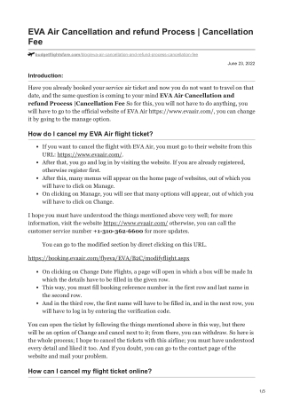 EVA Air flight ticket cancellation policy