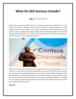 What Do SEO Services Include
