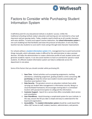 Factors to Consider while Purchasing Student Information System