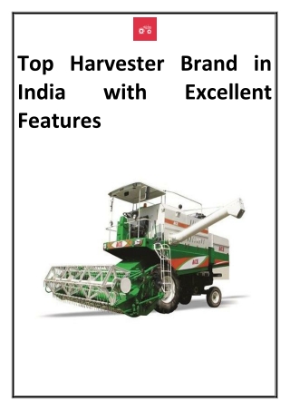 Top Harvester Brand in India with Excellent Features