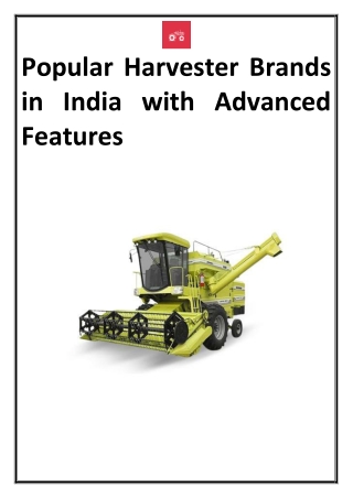 Popular Harvester Brands in India with Advanced Features