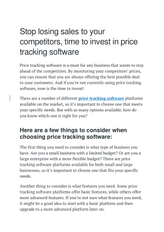 Stop losing sales to your competitors, time to invest in price tracking software