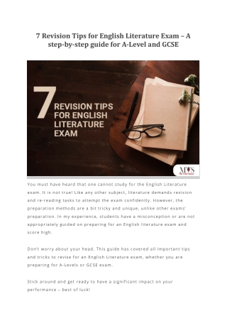 7 Revision Tips for English Literature Exam