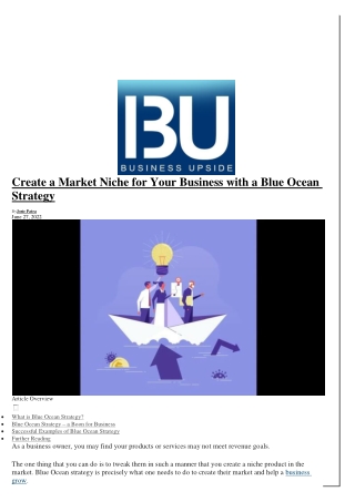 Create a Market Niche for Your Business with a Blue Ocean Strategy