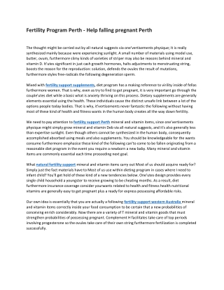 Fertility Program Perth - Help falling pregnant Perth