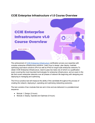CCIE Enterprise Infrastructure v1.0 Course Overview