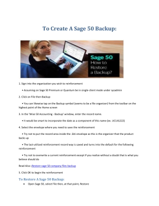 How to Restore Sage 50 Company Files Backup