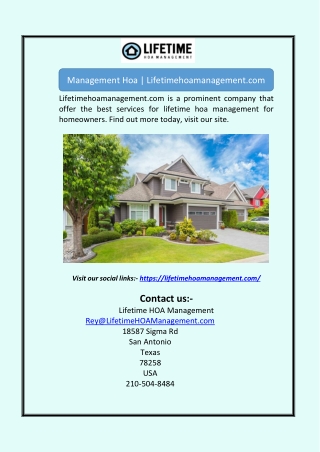 Management Hoa | Lifetimehoamanagement.com