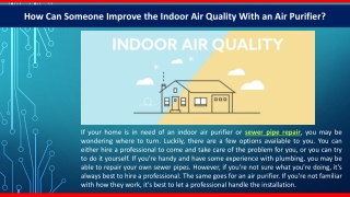 How Can Someone Improve the Indoor Air Quality With an Air Purifier?