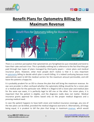 Benefit Plans for Optometry Billing for Maximum Revenue