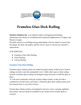 Frameless Glass Deck Railing