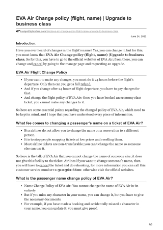 EVA Air Flight Change Policy