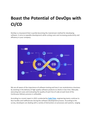 Boast the Potential of DevOps with CI CD