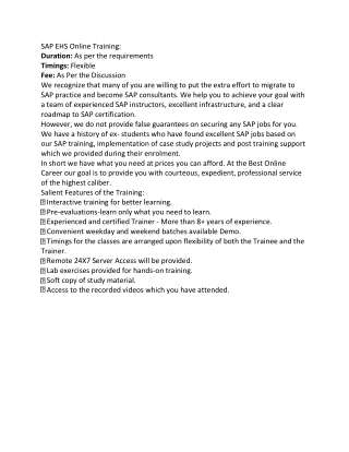 SAP EHS online training course content