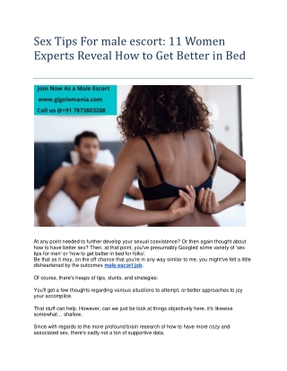 Sex Tips For male escort 11 Women Experts Reveal How to Get Better in Bed