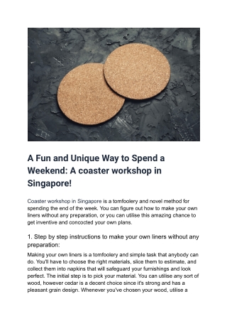 A Fun and Unique Way to Spend a Weekend_ A coaster workshop in Singapore