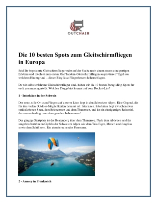 Die 10 besten Spots zum Gleitschirmfliegen in Europa
