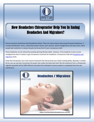 How Headaches Chiropractor Help You In Easing Headaches And Migraines