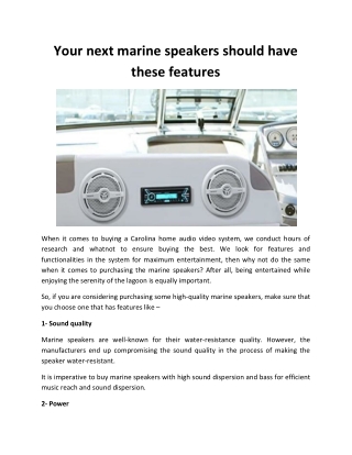 Your next marine speakers should have these features