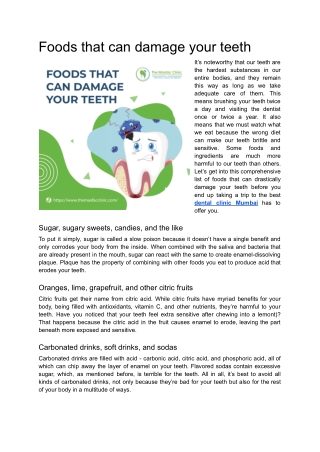 Foods that can damage your teeth