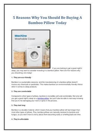 5 Reasons Why You Should Be Buying A Bamboo Pillow Today