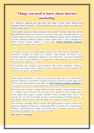 Things you need to know about internet marketing