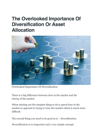 The Overlooked Importance Of Diversification Or Asset Allocation