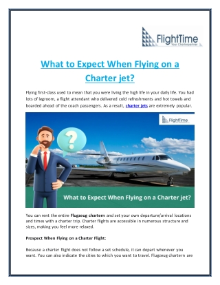 What to Expect When Flying on a Charter jet?