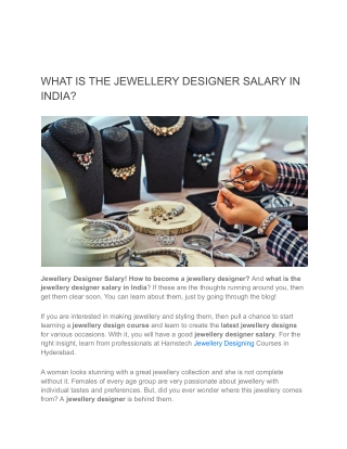 WHAT IS THE JEWELLERY DESIGNER SALARY IN INDIA