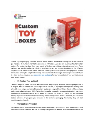 Importance of Custom Toy Boxes for Toy Products