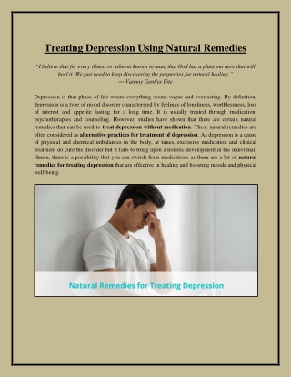 Treating Depression Using Natural Remedies
