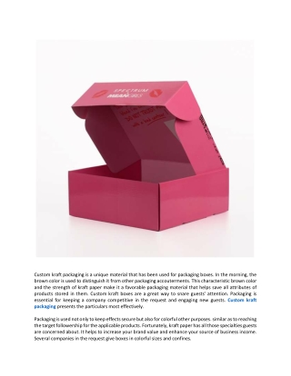 Benefits of Custom Kraft Packaging Boxes