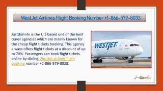 Westjet Airline Flight Booking Number  1-866-579-8033