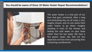 You should be aware of these 10 Water Heater Repair Recommendations!