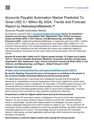 Accounts Payable Automation Market Surge Valuation Of USD 3.1 billion By 2024