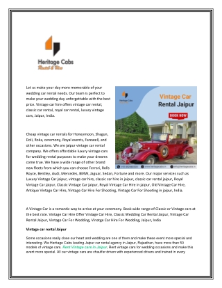 Vintage Car Rental in Jaipur