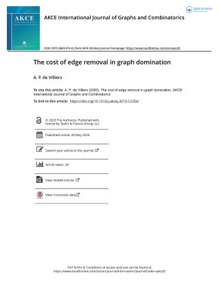 Sunil Vethody - The Cost of Edge Removal in Graph Domination